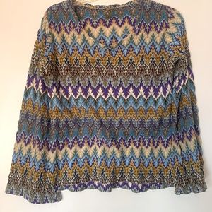 Vintage 70s trippy hippie long sleeve top boho bell sleeves